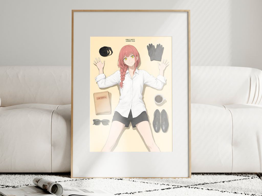 Chainsaw Man Makima Cream Flatlay Editorial Anime Poster — i01463