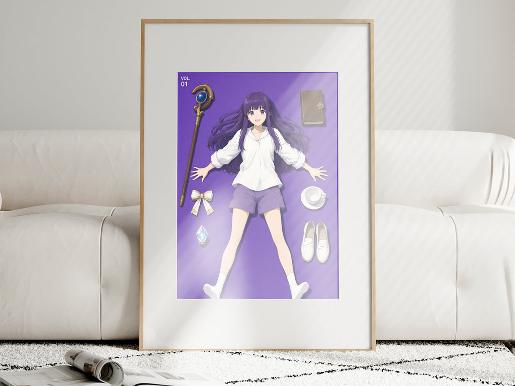 Frieren Fern Flatlay Editorial Anime Poster — i01463