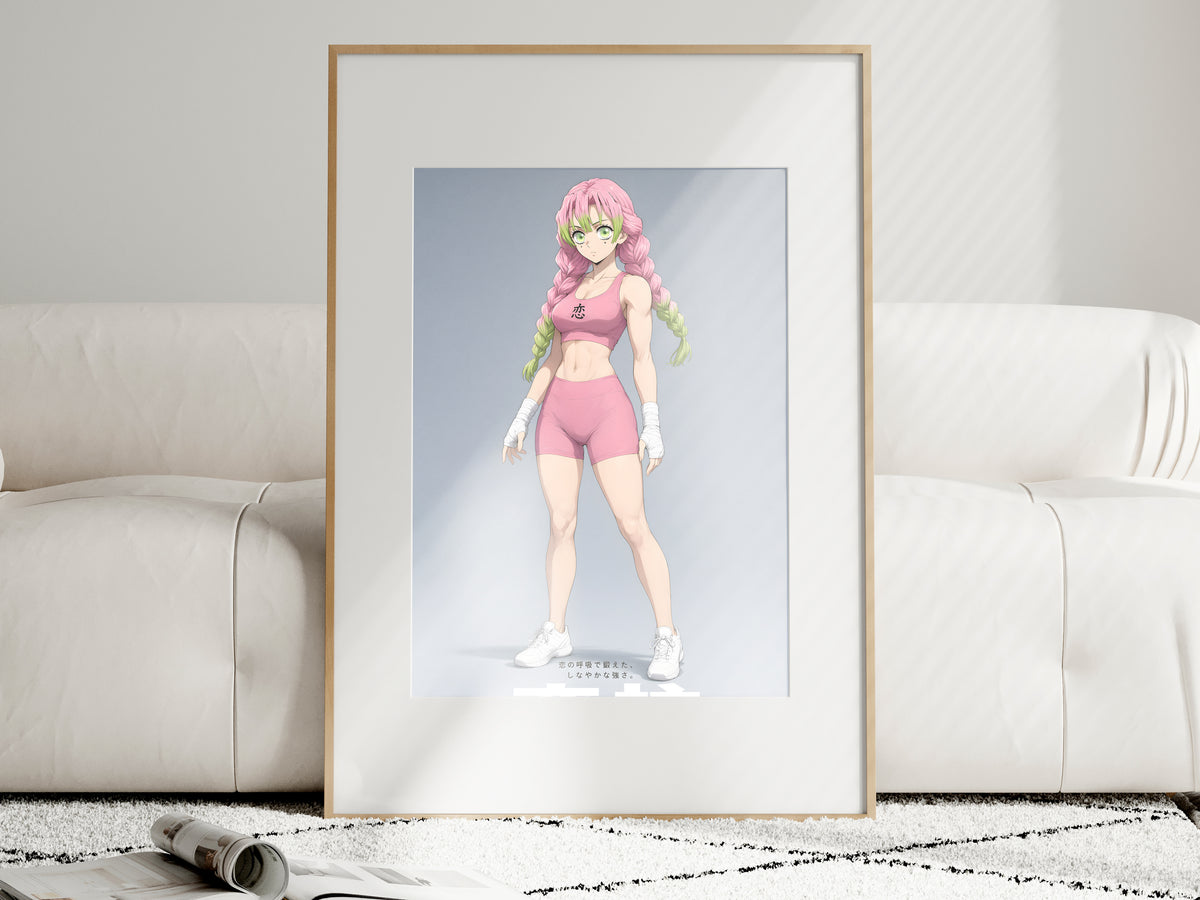 Demon Slayer Mitsuri Pink Athletic Portrait Anime Poster — i01463