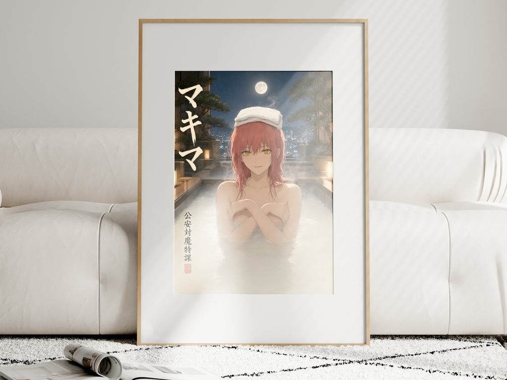 Chainsaw Man Makima Moonlit Onsen Portrait Anime Poster — i01463