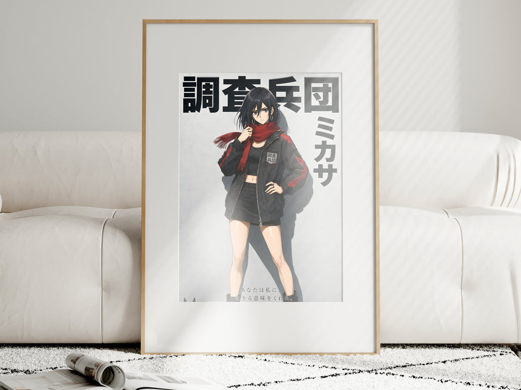Attack on Titan Mikasa Red Scarf Streetwear Anime Poster — i01463