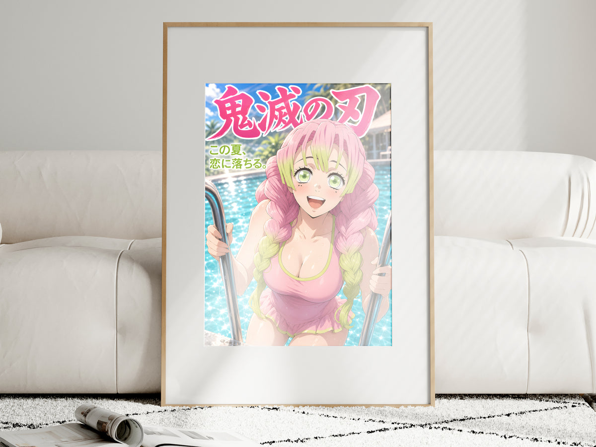 Demon Slayer Mitsuri Pool Ladder Splash Anime Poster — i01463