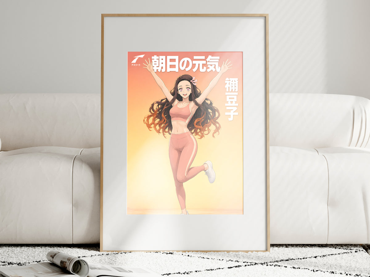 Demon Slayer Nezuko Kamado Pink Activewear Anime Poster — i01463