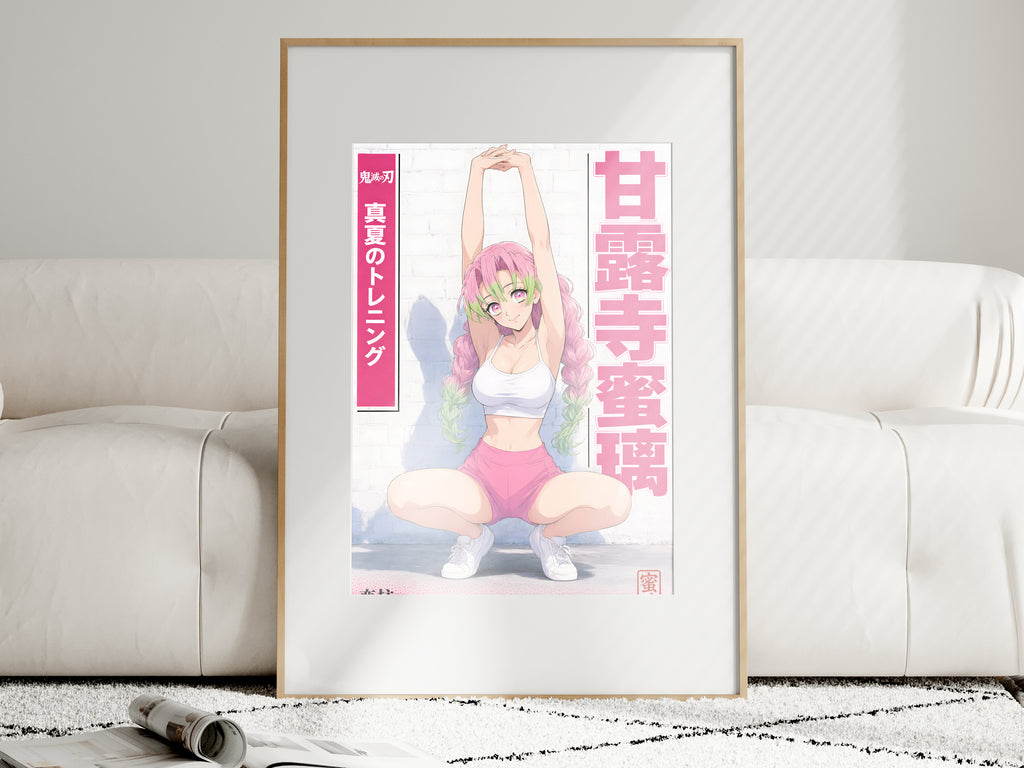 Demon Slayer Mitsuri White Brick Stretch Anime Poster — i01463
