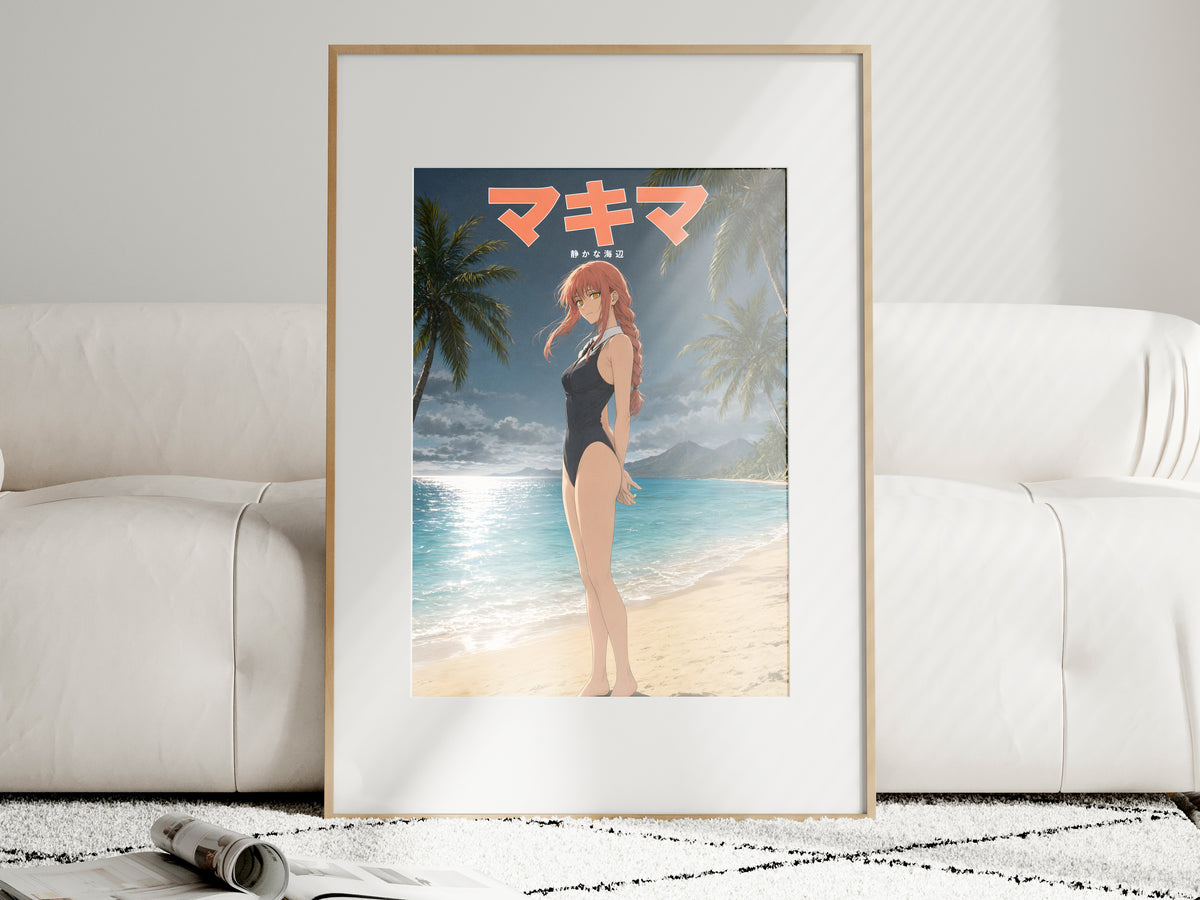 Chainsaw Man Makima Tropical Black Swimsuit Anime Poster — i01463