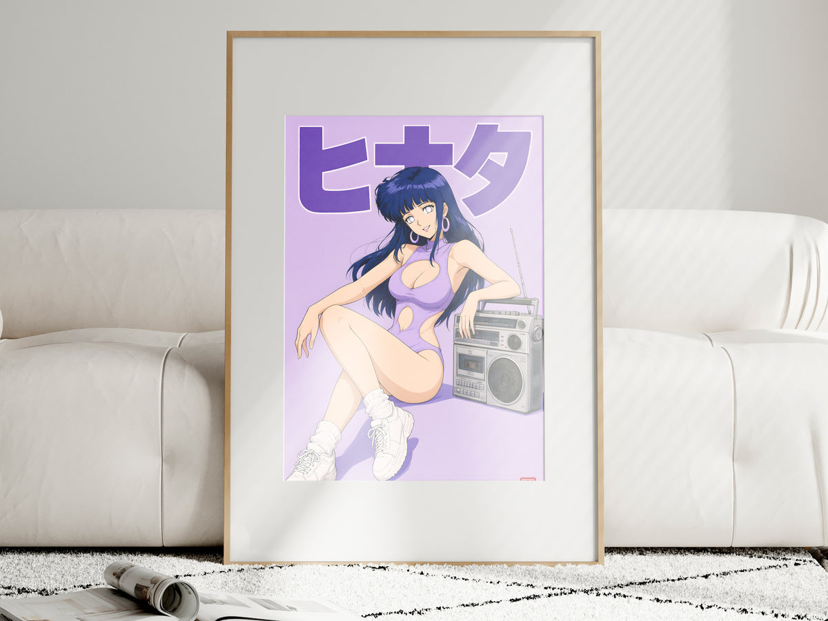 Naruto Hinata Retro Lavender Boombox Anime Poster — i01463