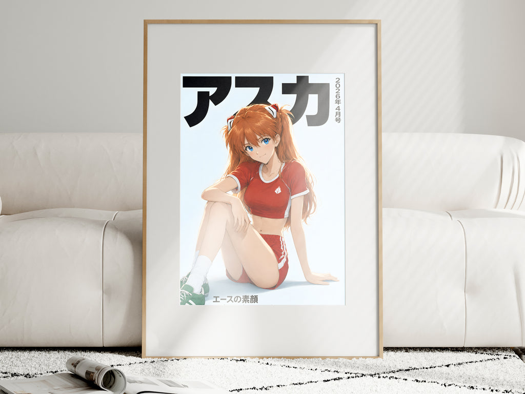 Evangelion Asuka Red Sports Cover Anime Poster — i01463