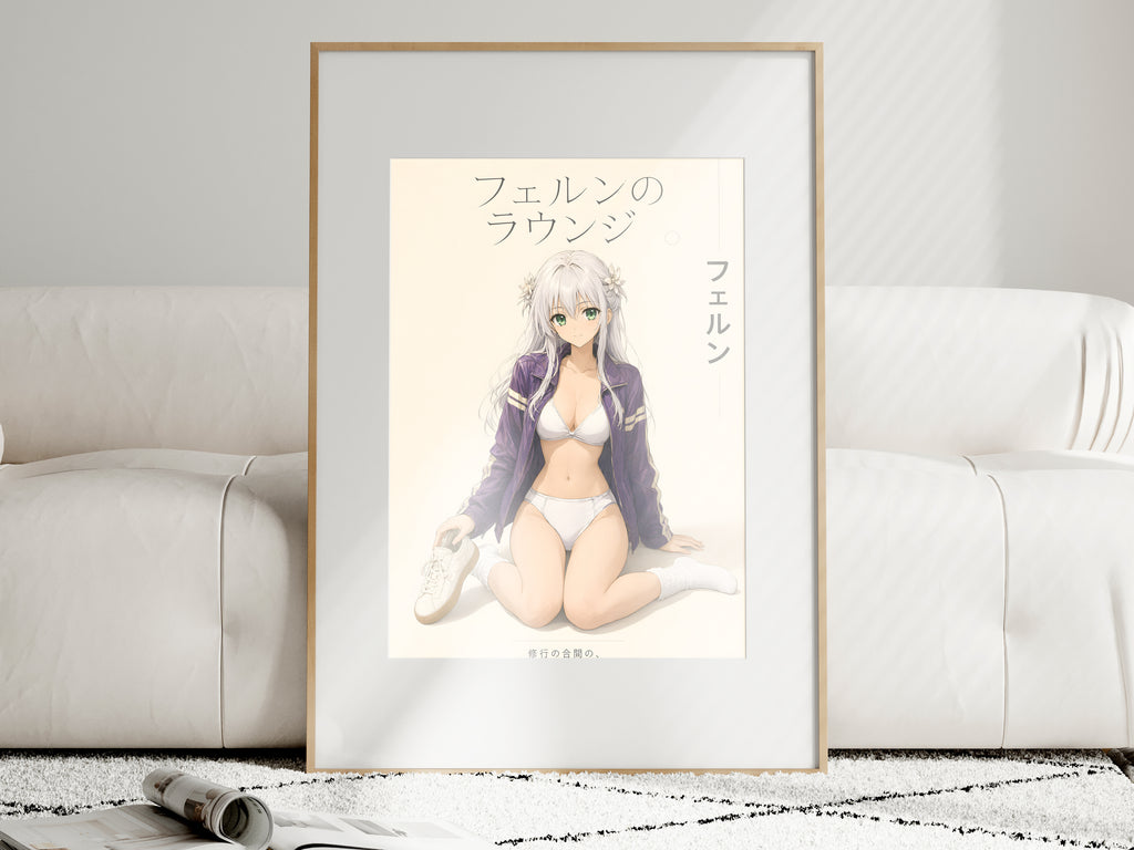 Frieren Silver-Haired Lounge Fashion Anime Poster — i01463