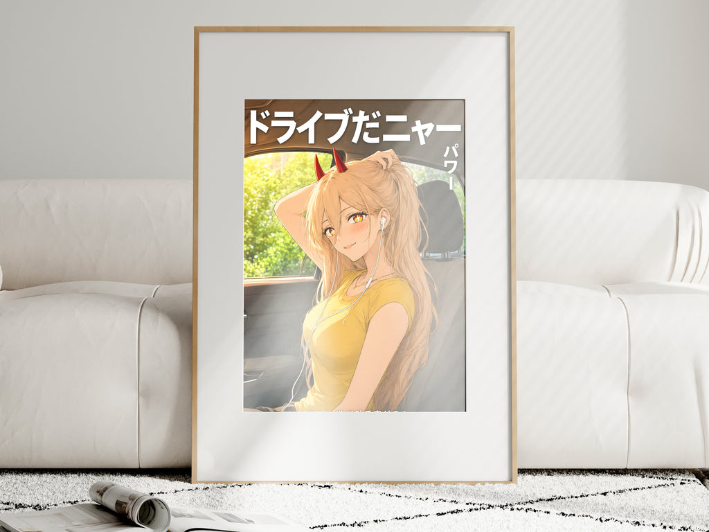 Chainsaw Man Power Road Trip Earbuds Anime Poster — i01463