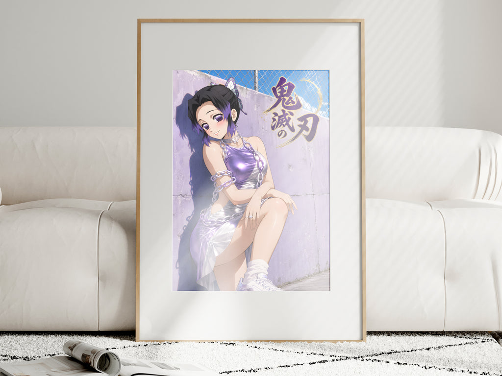 Demon Slayer Shinobu Purple Metallic Streetwear Anime Poster — i01463