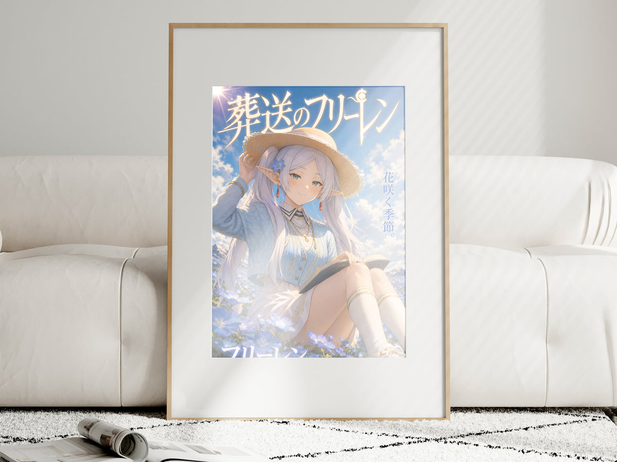 Frieren Summer Flower Field Anime Poster — i01463