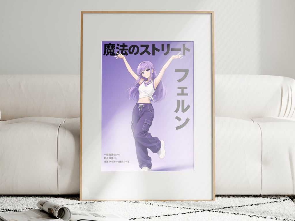 Frieren Fern Streetwear Editorial Anime Poster — i01463