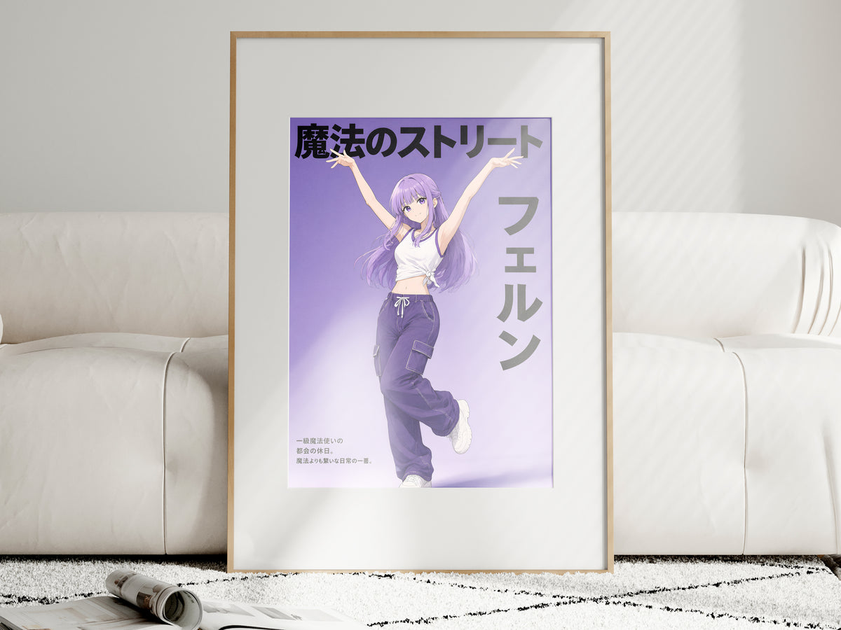 Frieren Fern Streetwear Editorial Anime Poster — i01463