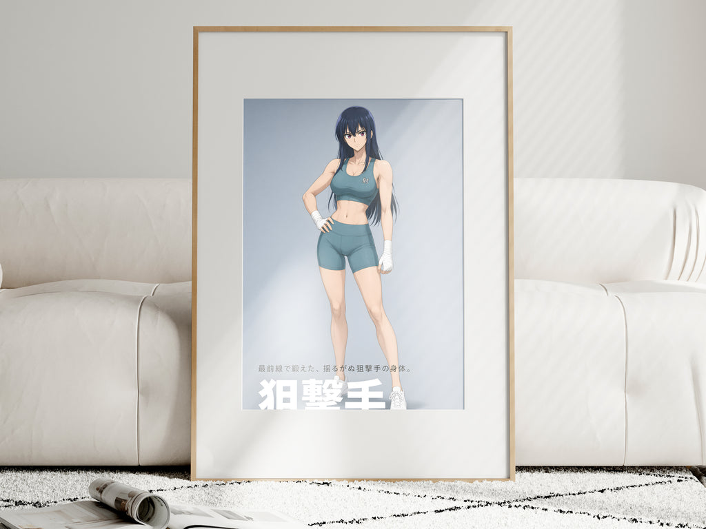 Kaiju No. 8 Mina Ashiro Teal Athletic Portrait Anime Poster — i01463