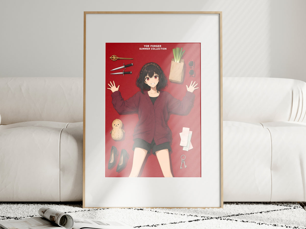 Spy x Family Yor Red Flatlay Editorial Anime Poster — i01463