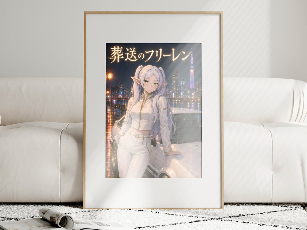 Frieren Night Skyline Car Anime Poster — i01463