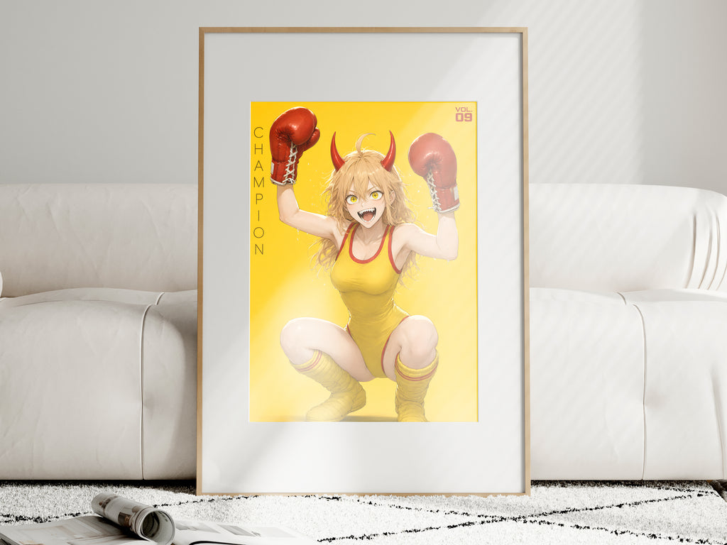 Chainsaw Man Power Yellow Boxing Portrait Anime Poster — i01463