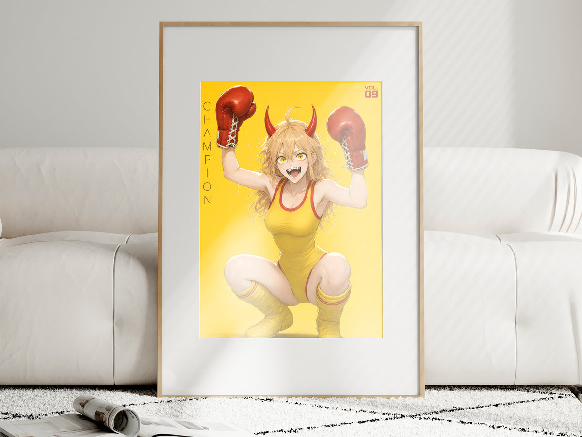 Chainsaw Man Power Yellow Boxing Portrait Anime Poster — i01463