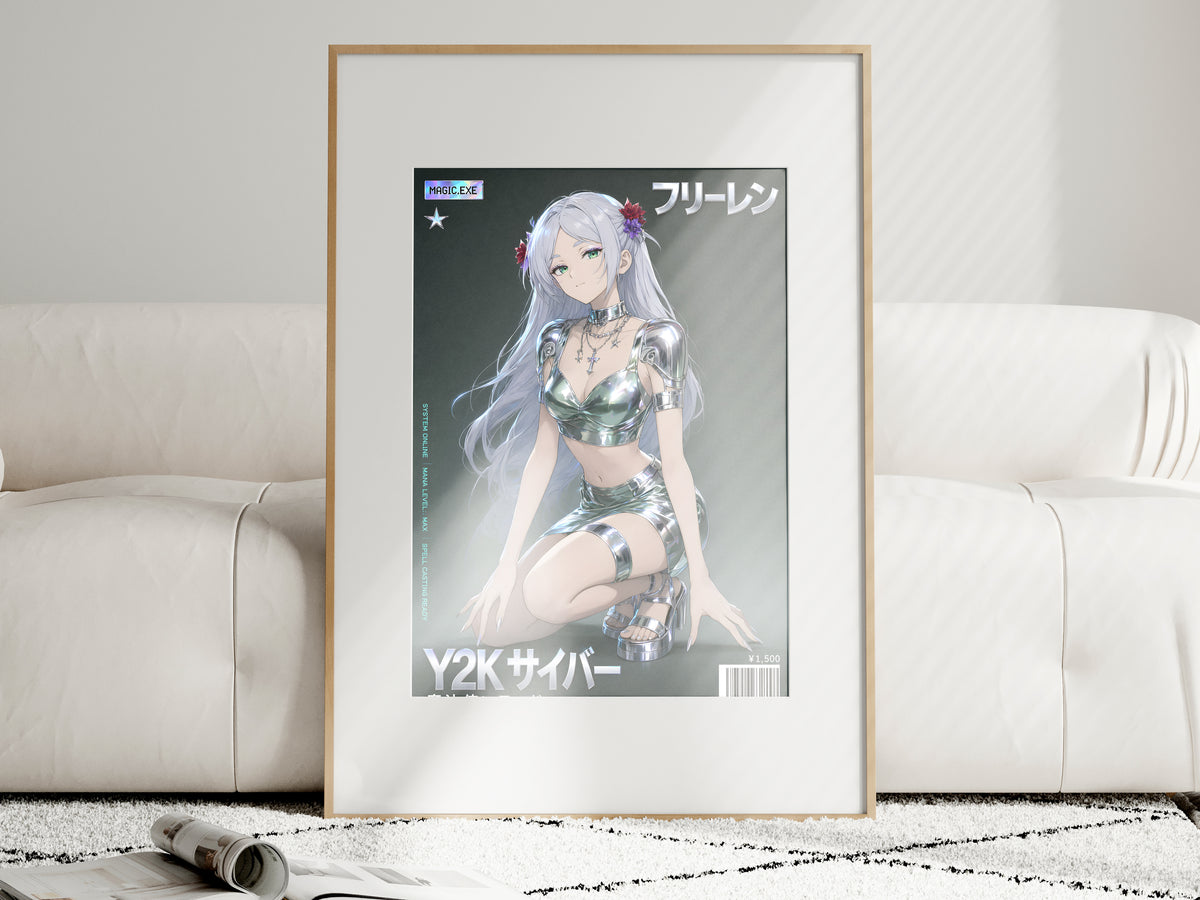 Frieren Metallic Y2K Fashion Anime Poster — i01463
