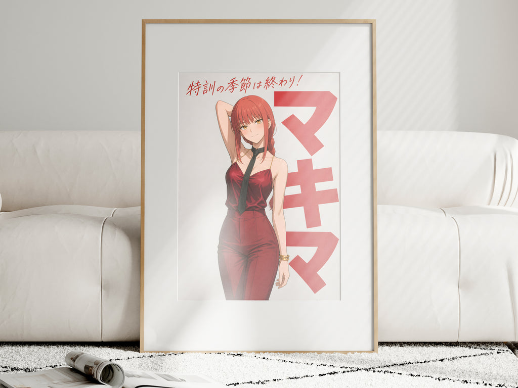 Chainsaw Man Makima Crimson Jumpsuit Editorial Anime Poster — i01463