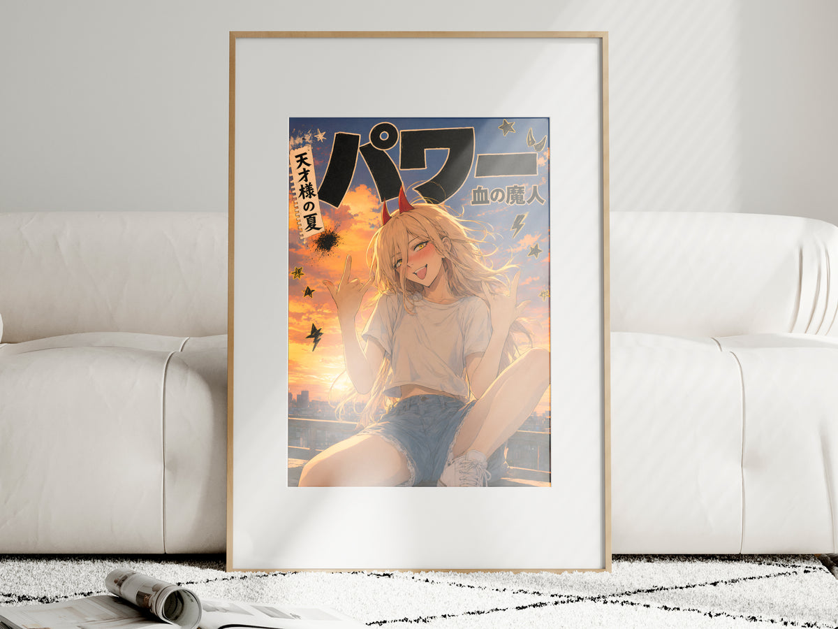 Chainsaw Man Power Sunset Double Rock Signs Anime Poster — i01463