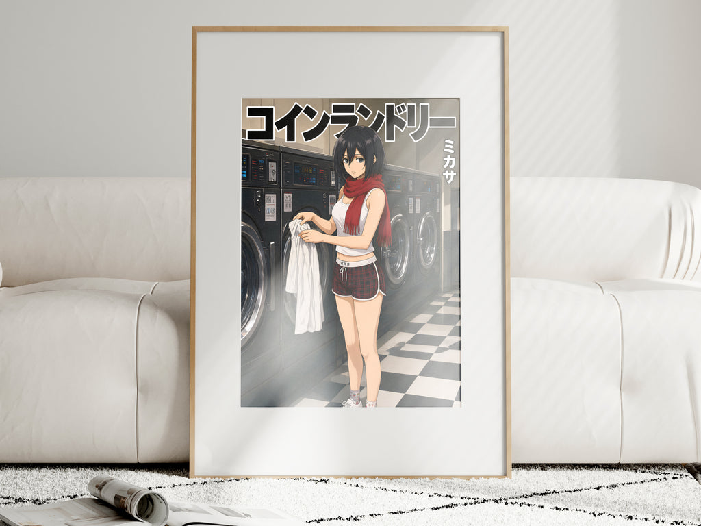 Attack on Titan Mikasa Laundromat Anime Poster — i01463