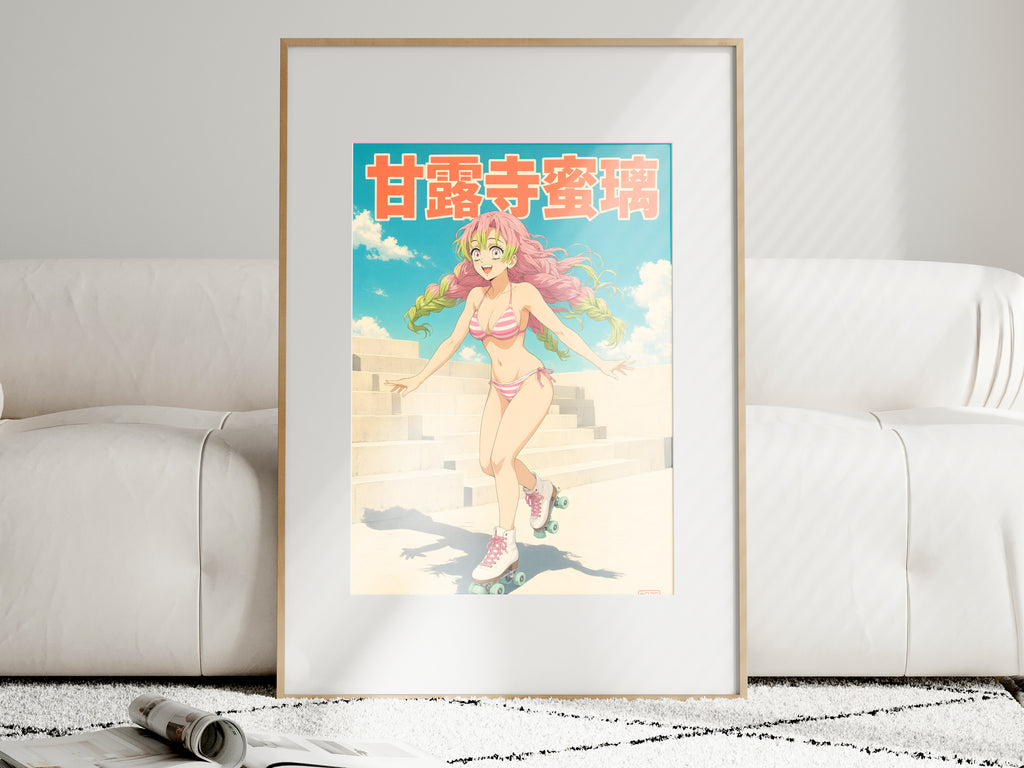Demon Slayer Mitsuri Roller Skate Anime Poster — i01463