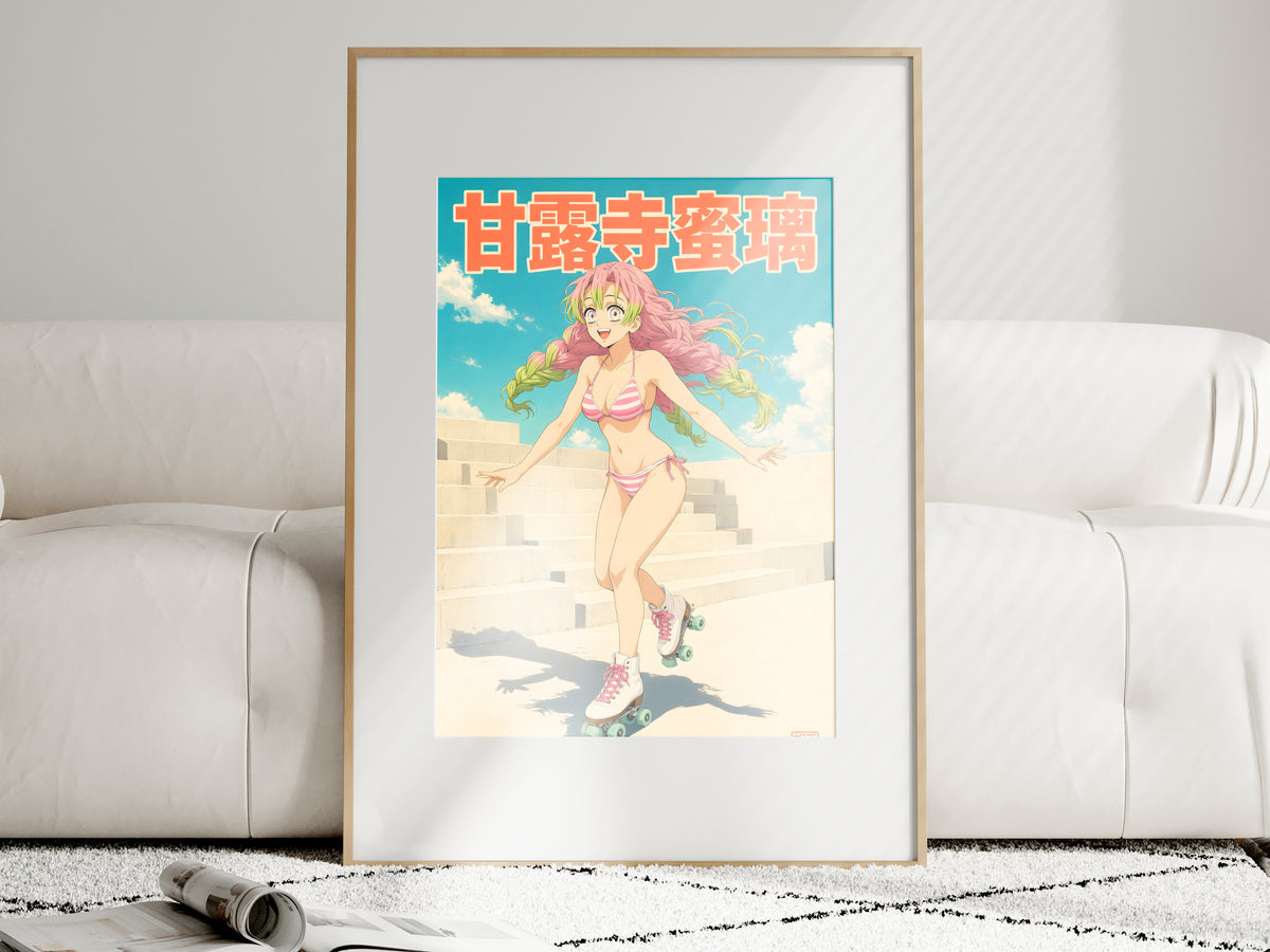 Demon Slayer Mitsuri Roller Skate Anime Poster — i01463