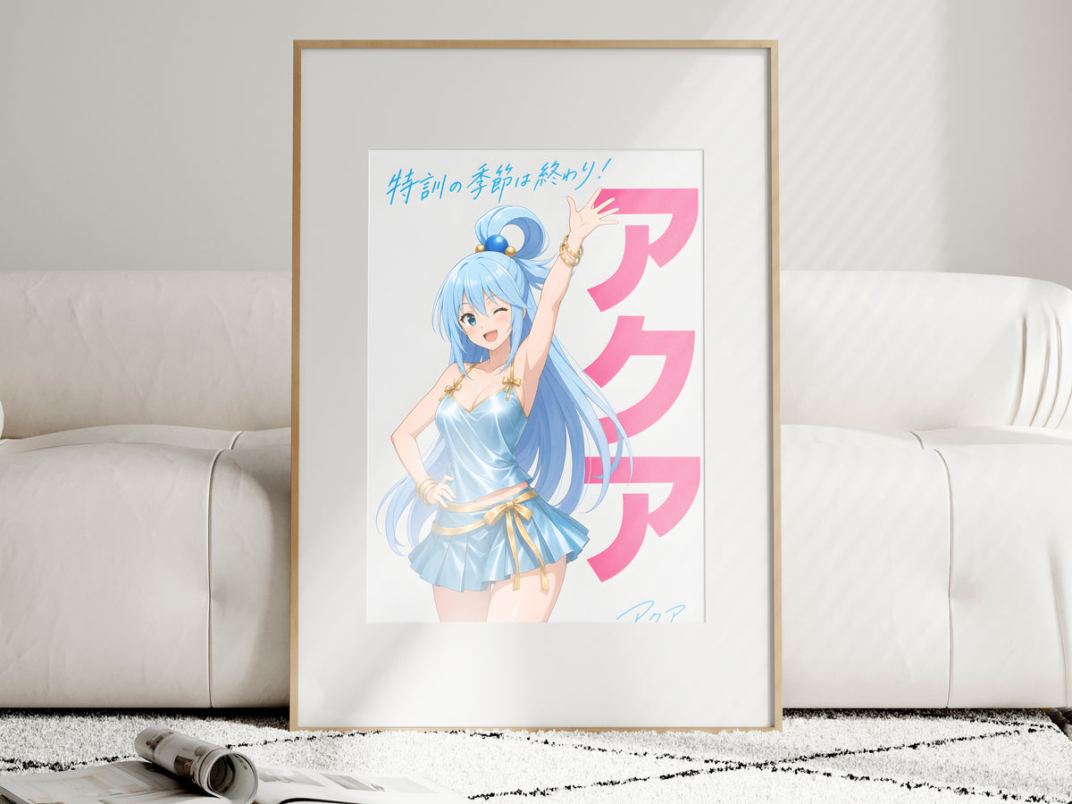 KonoSuba Aqua Blue Gold Dress Anime Poster — i01463