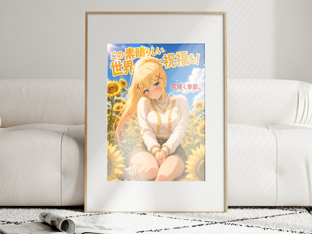 KonoSuba Darkness Sunflower Garden Anime Poster — i01463