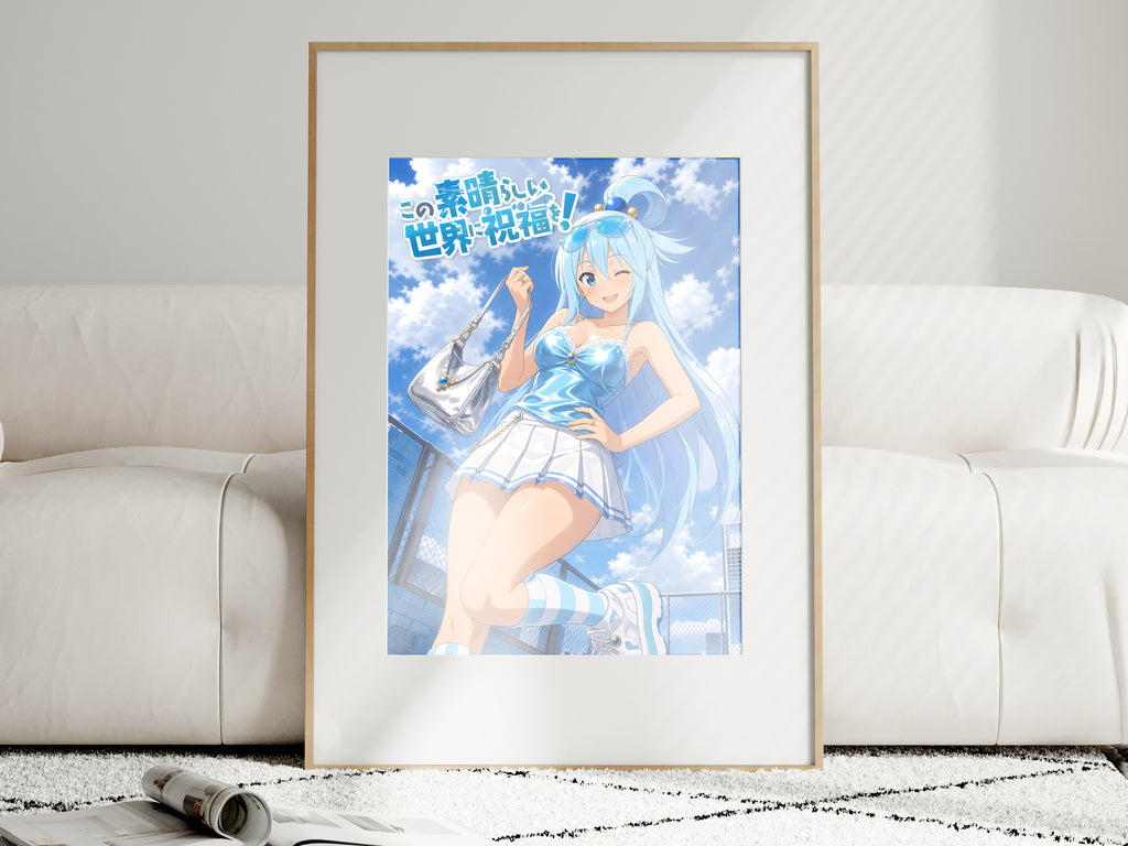 KonoSuba Aqua Blue Summer Fashion Anime Poster — i01463