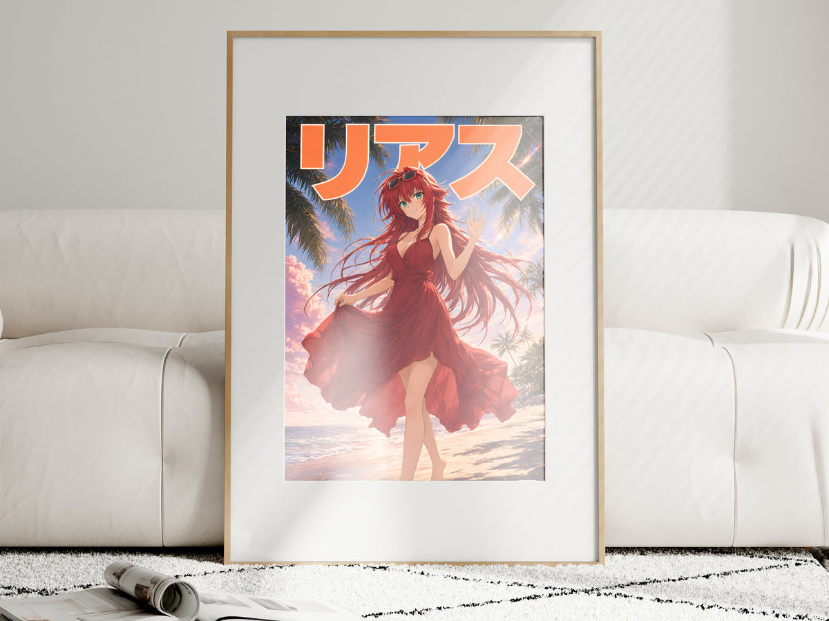 High School DxD Rias Tropical Red Dress Anime Poster — i01463