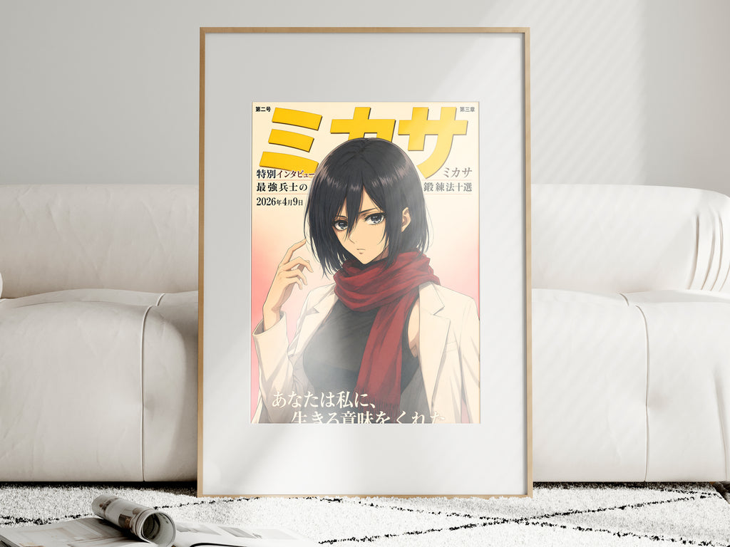 Attack on Titan Mikasa Red Scarf Magazine Portrait Anime Poster — i01463