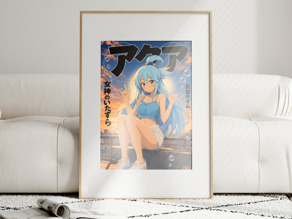 KonoSuba Aqua Golden Rooftop Portrait Anime Poster — i01463