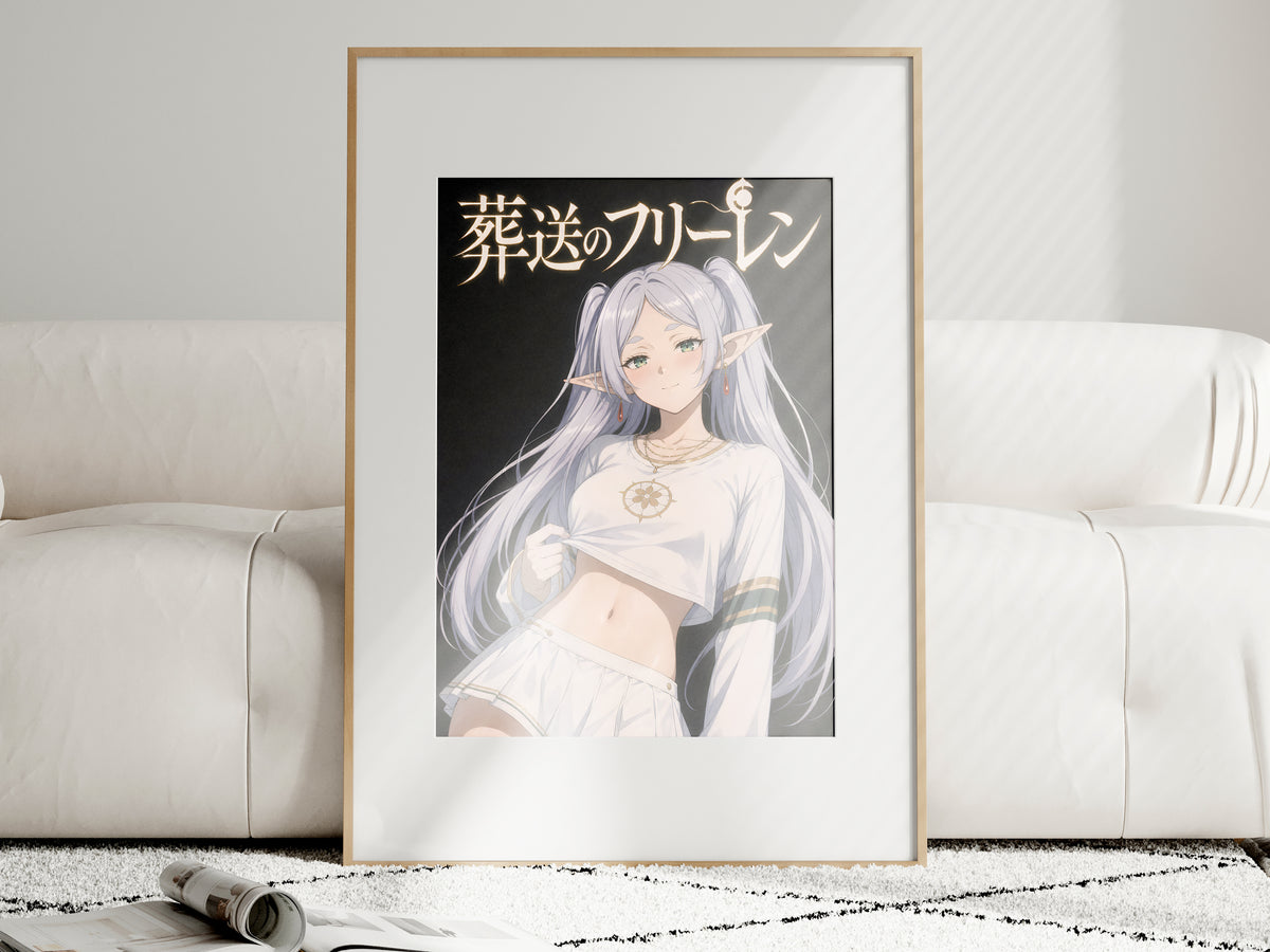 Frieren White Crop Top Portrait Anime Poster — i01463