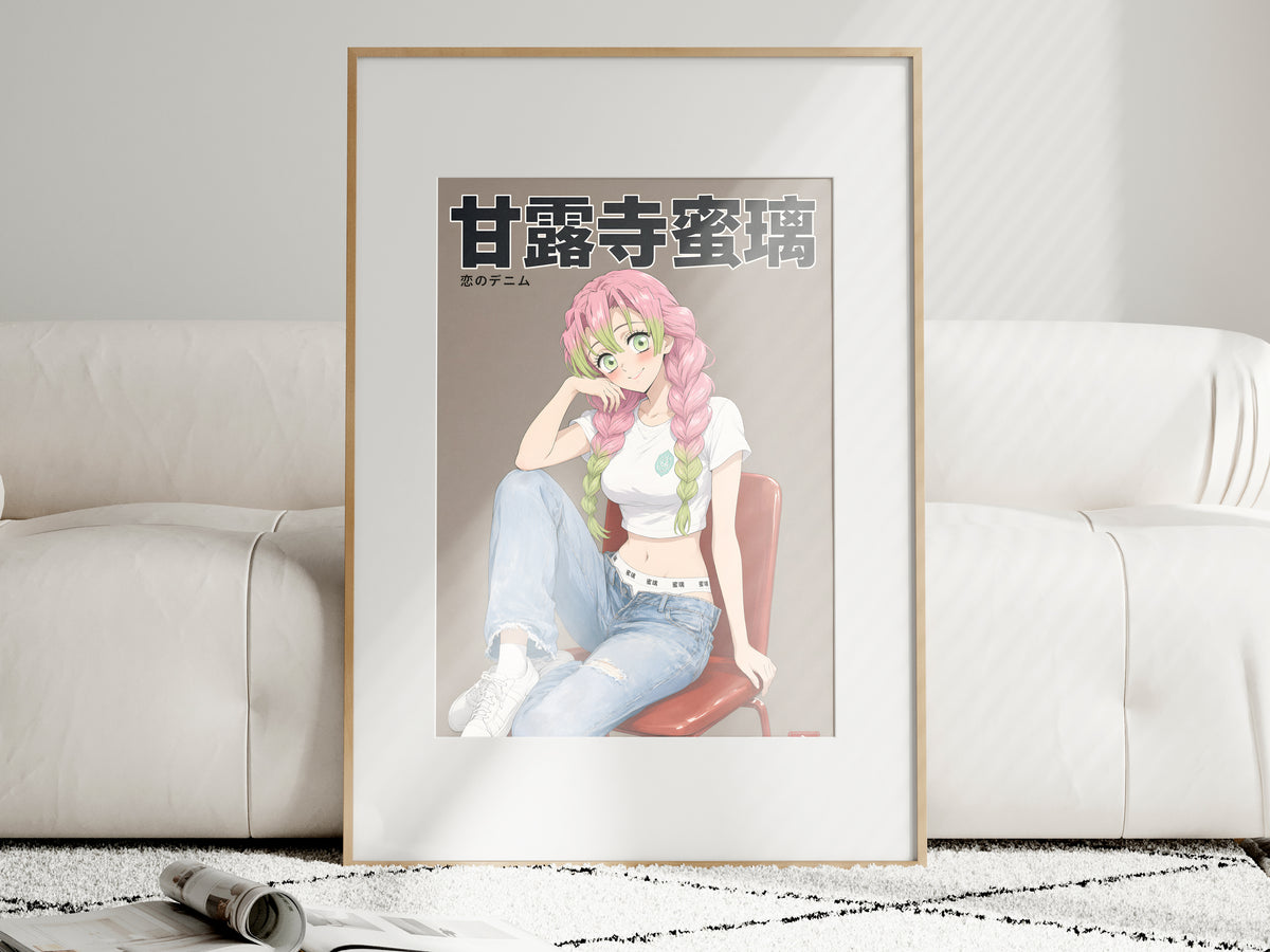 Demon Slayer Mitsuri Denim Studio Portrait Anime Poster — i01463