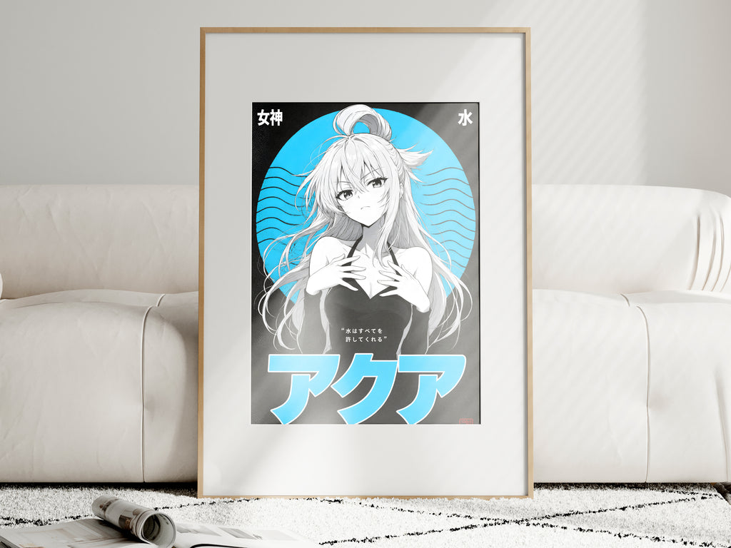 KonoSuba Aqua Monochrome Circle Portrait Anime Poster — i01463