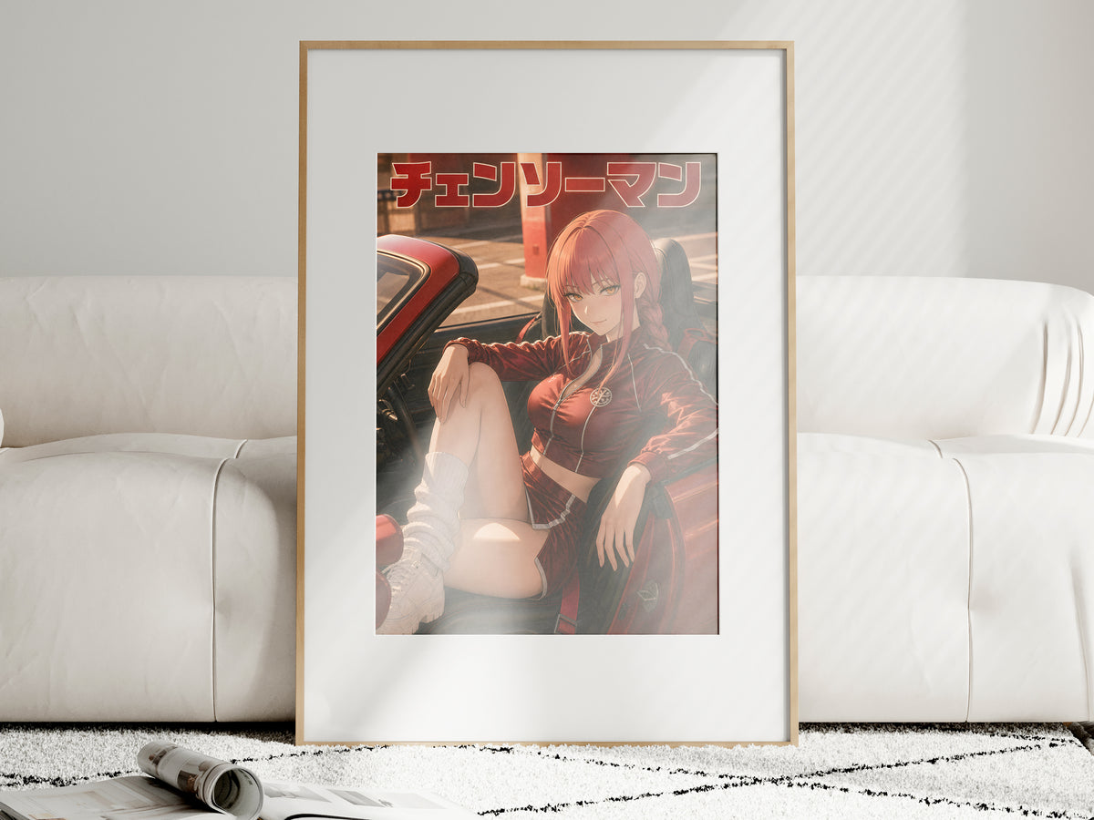 Chainsaw Man Makima Red Convertible Portrait Anime Poster — i01463