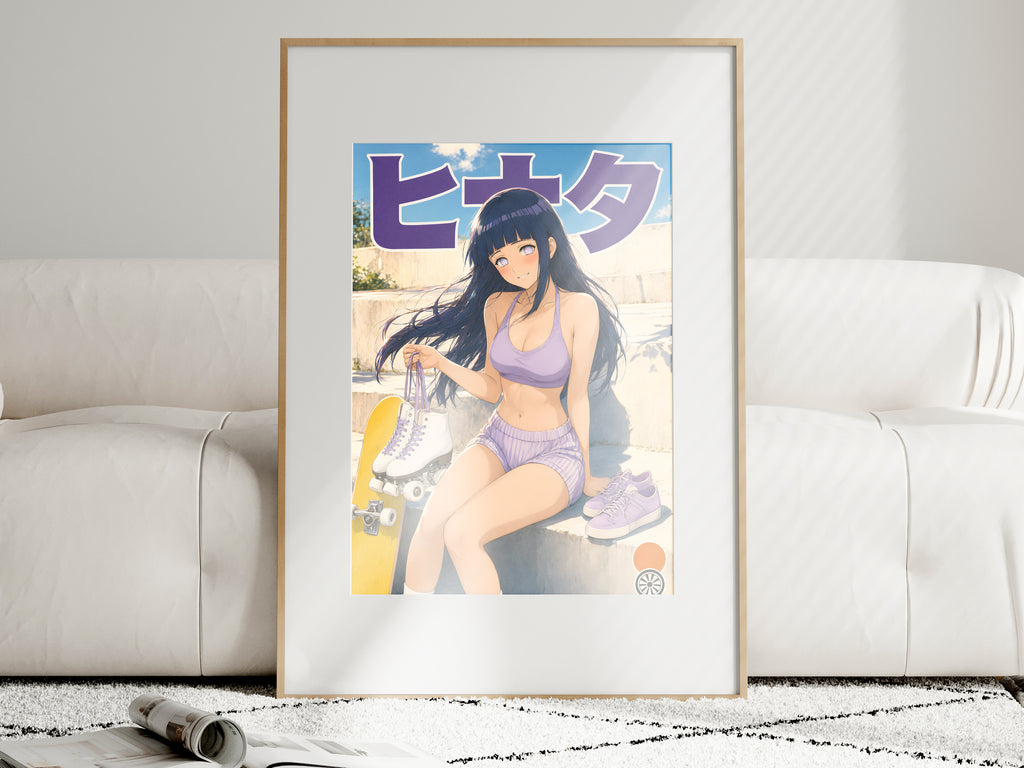 Naruto Hinata Purple Roller Skate Anime Poster — i01463