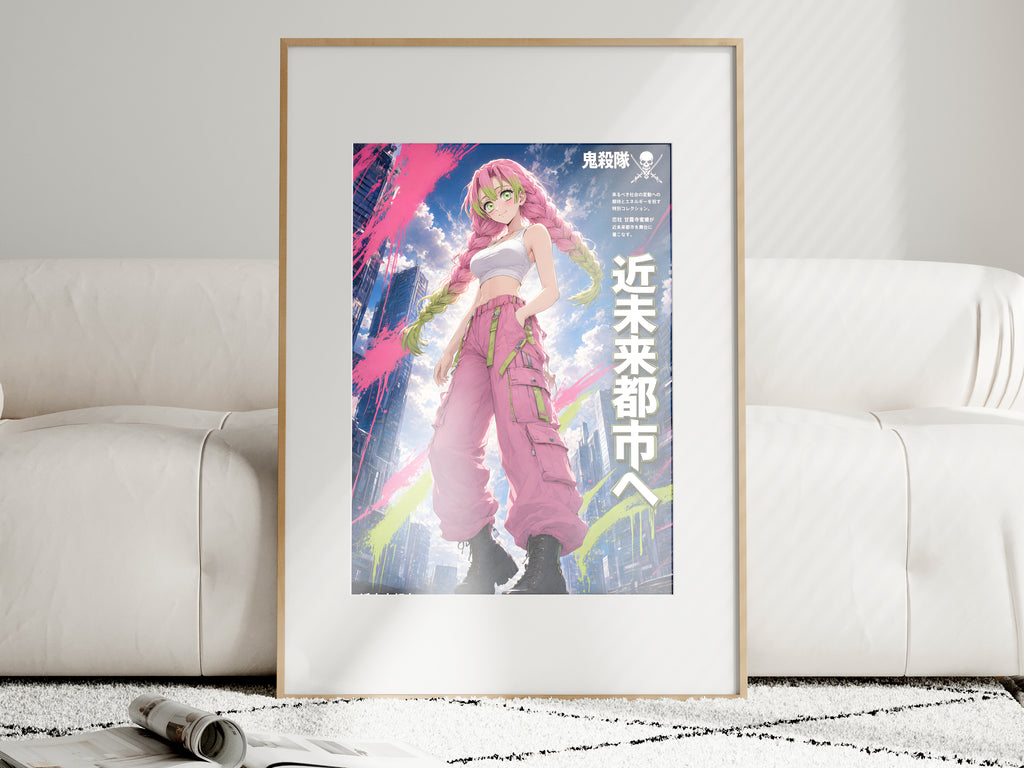 Demon Slayer Mitsuri Future City Streetwear Anime Poster — i01463