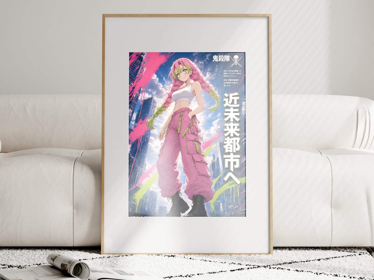 Demon Slayer Mitsuri Future City Streetwear Anime Poster — i01463