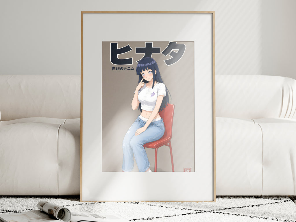 Naruto Hinata Denim Red Chair Anime Poster — i01463