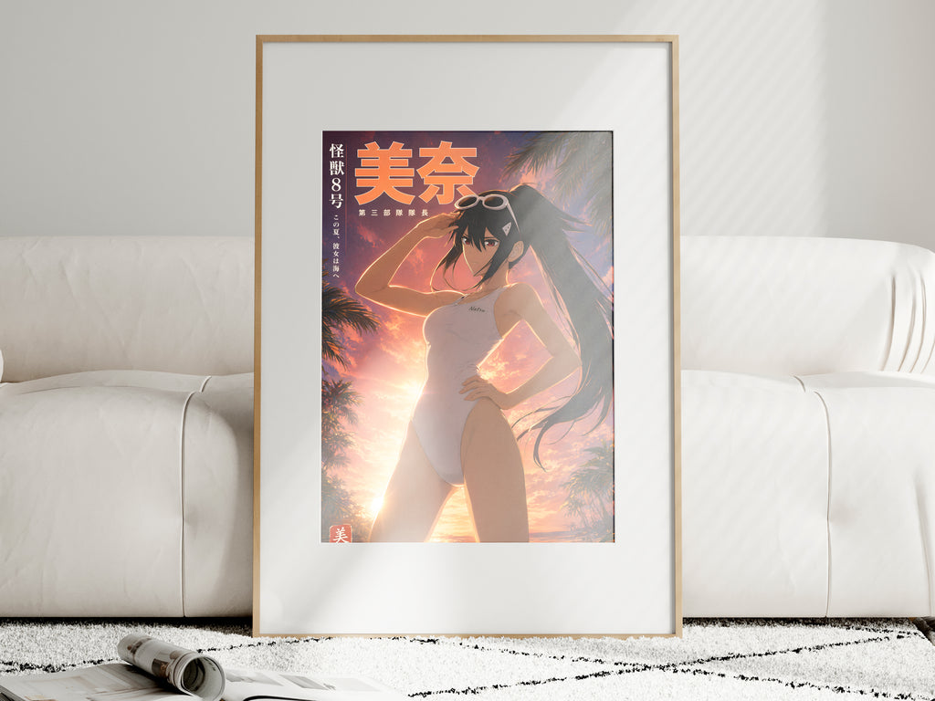 Kaiju No. 8 Mina Ashiro Tropical Sunset Swimwear Anime Poster — i01463