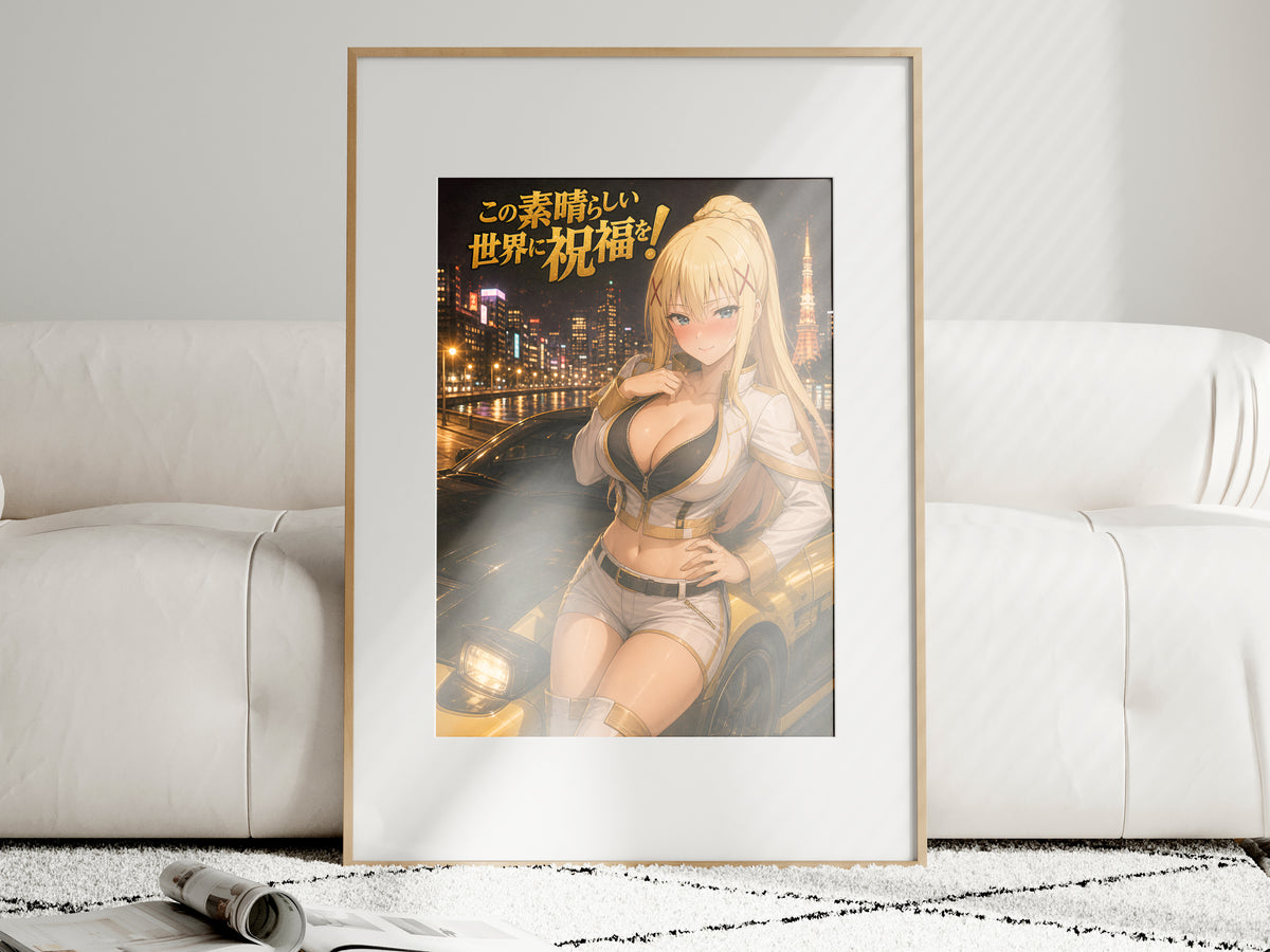 KonoSuba Darkness Golden Night Drive Anime Poster — i01463