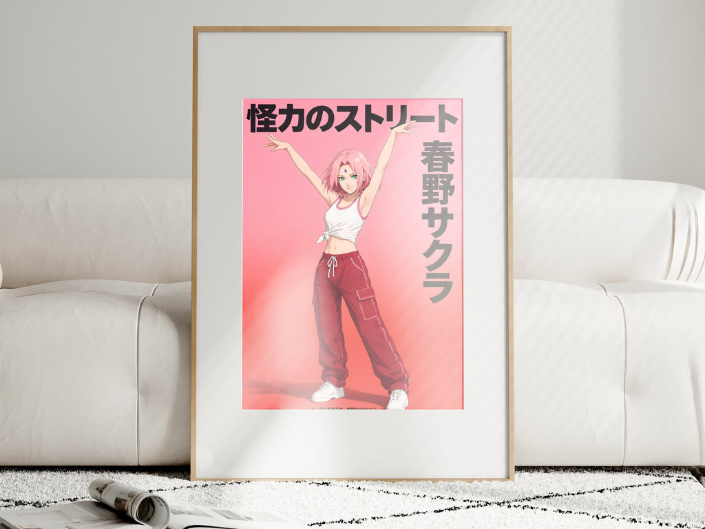 Naruto Sakura Red Streetwear Anime Poster — i01463