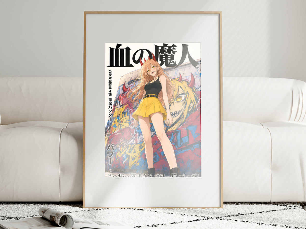 Chainsaw Man Power Yellow Skirt Graffiti Anime Poster — i01463