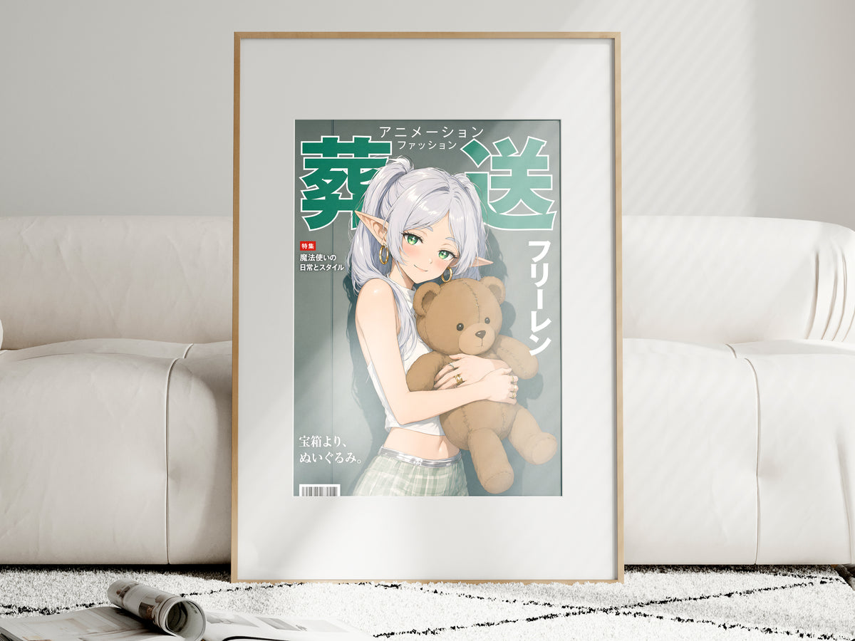 Frieren Teddy Bear Portrait Anime Poster — i01463