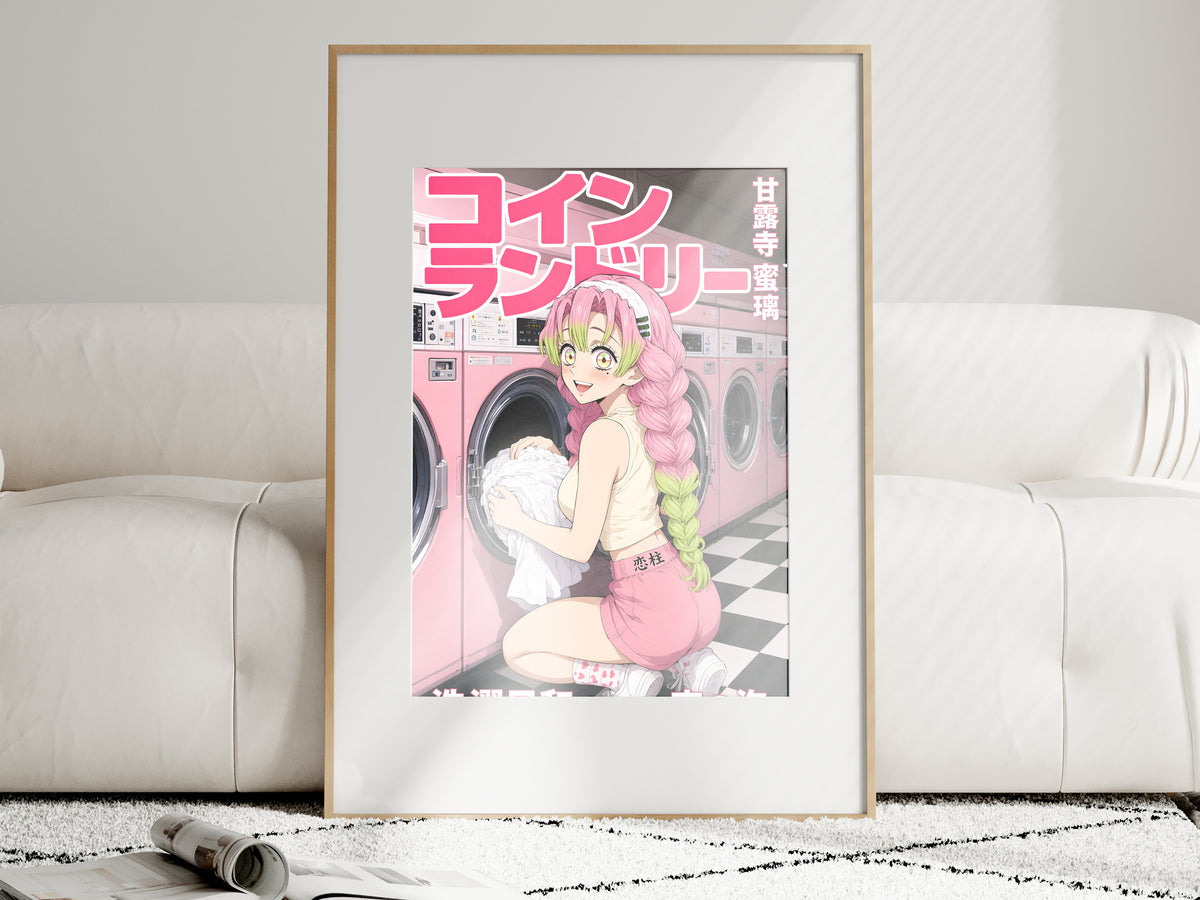 Demon Slayer Mitsuri Pink Laundromat Anime Poster — i01463