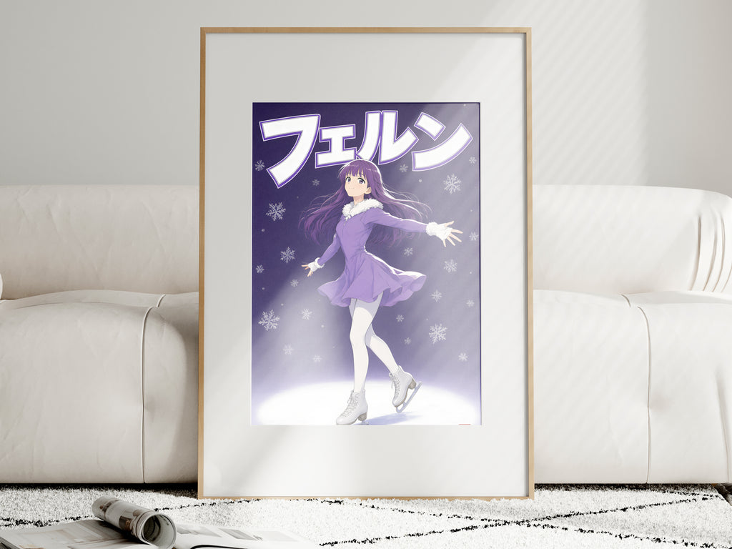 Frieren Fern Purple Ice Skating Anime Poster — i01463