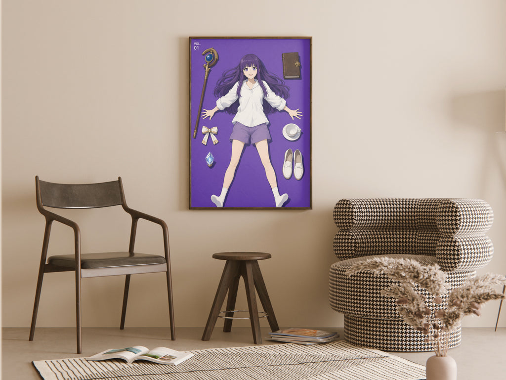 Frieren Fern Flatlay Editorial Anime Poster — room
